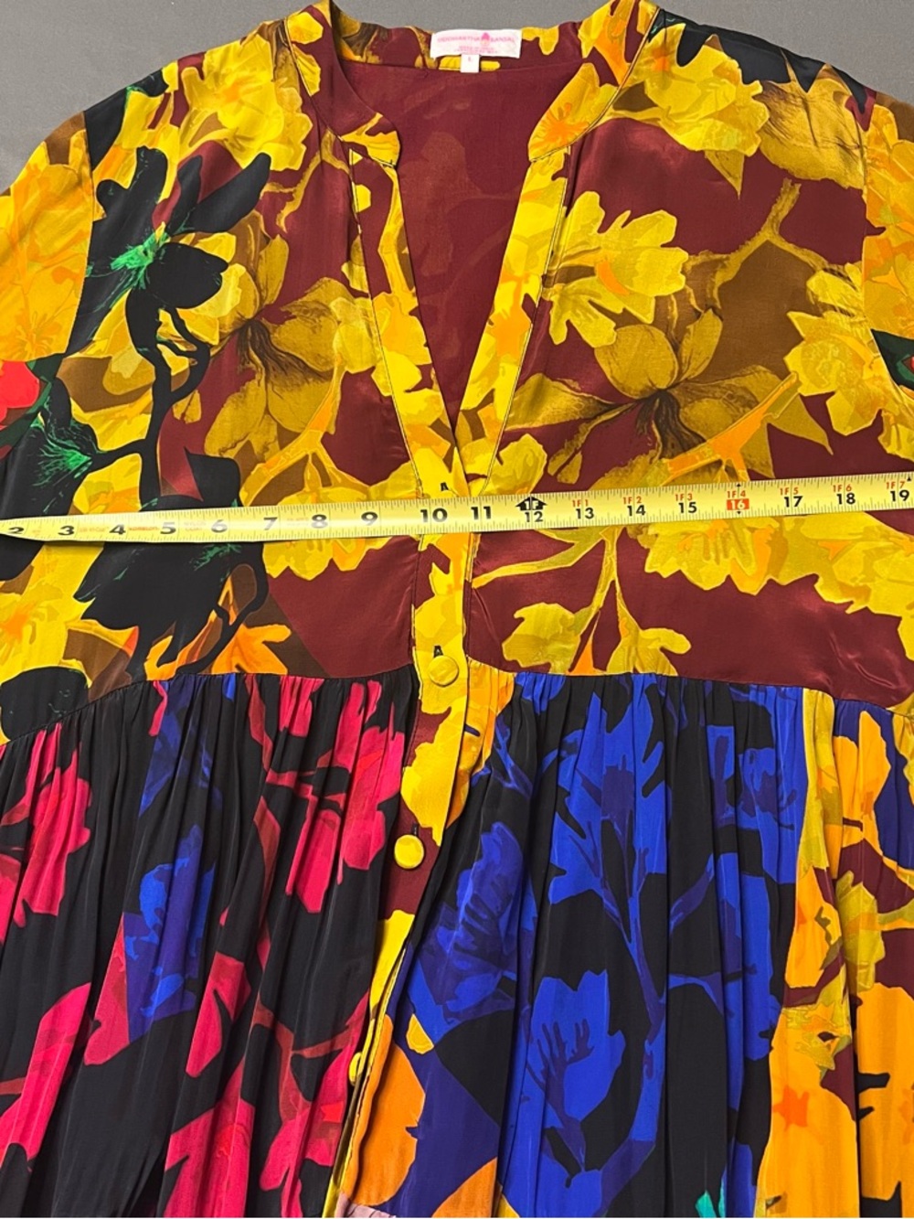 Siddhartha Bansal Colorful Button Front Floral Print Tiered Max Dress Festival - Picture 10 of 11